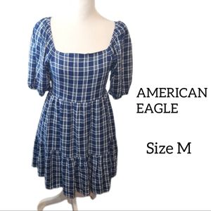 AMERICAN EAGLE AE BLUE PLAID DRESS.    SIZE M